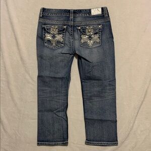 Maurices premium Capri Jeans cropped sequins flap pockets Women's Size 9/10